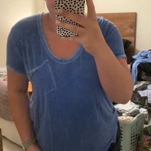 slouchy blue free people pocket tee